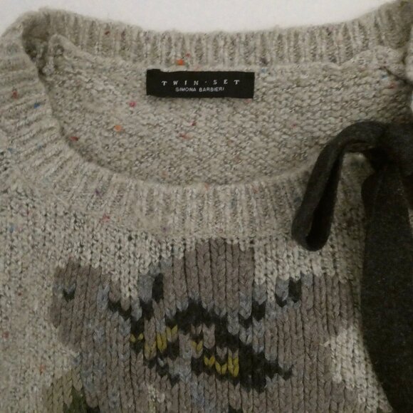TWIN SET Floral Intarsia tunic sweater sz M Simona Barbieri - Picture 5 of 6